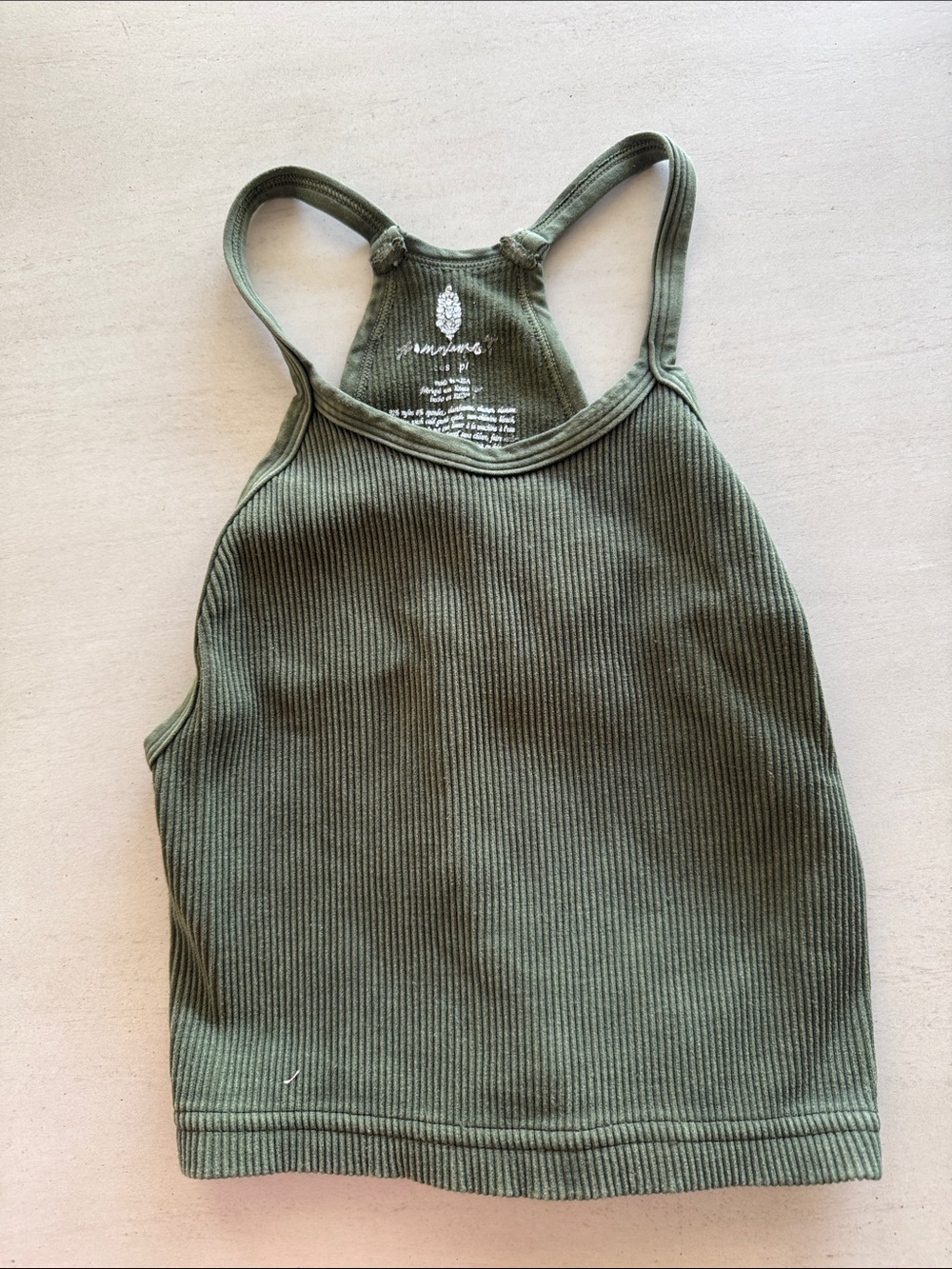 FP Movement by Free People Olive Green Ribbed Racerback Crop Tank